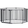 200" Adjustable Safety Gate 8 Panels Play Yard Metal Doorways Fireplace Fence Christmas Tree Fence Gate for House Stairs Gate prohibited area fence