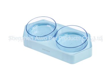 Hexagonal double bowl automatic pet bowl feeder cat water dispenser cat basin dog bowl cat bowl cat supplies water dispenser (Specifications: Hexagonal Double Bowl - Blue)